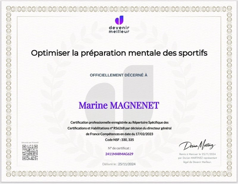 Marine Ganio préparatrice mentale des sportifs